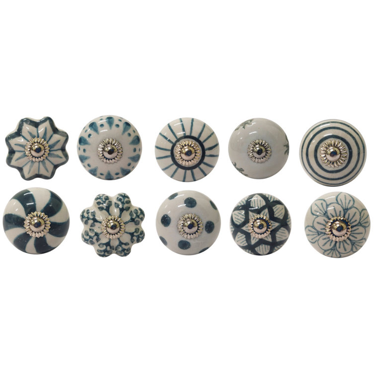 Panoply Decor Vintage Style Ceramic Door Drawer Knobs, Hand Painted
